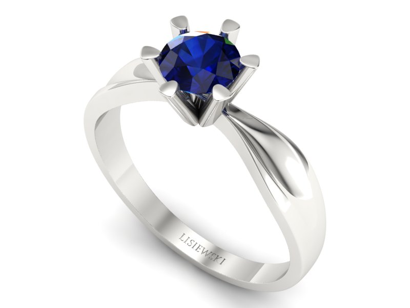 Złoty pierścionek z szafirem białe złoto - P15303bsz - 3