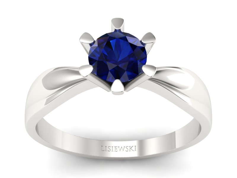 Złoty pierścionek z szafirem białe złoto - P15303bsz - 1