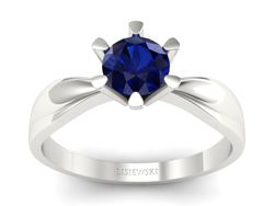 Złoty pierścionek z szafirem białe złoto - P15303bsz