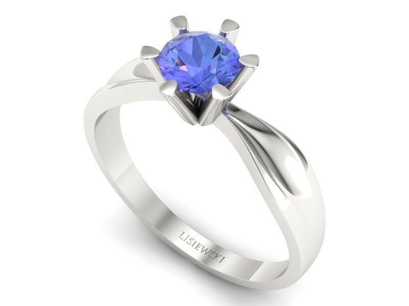 Złoty pierścionek z tanzanitem białe złoto - P15303bt - 3