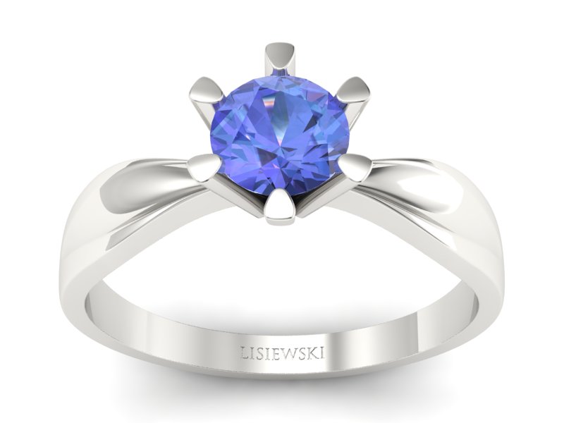 Złoty pierścionek z tanzanitem białe złoto - P15303bt - 1