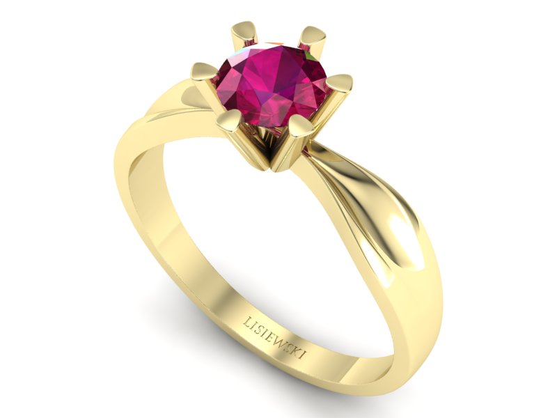 Złoty pierścionek z rubinem żółte złoto - P15303zr - 3