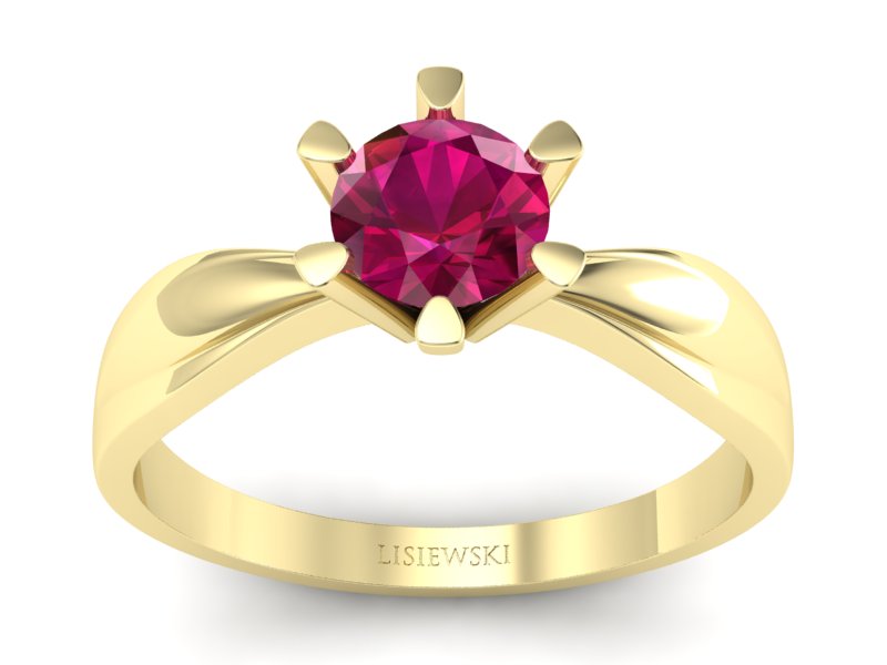 Złoty pierścionek z rubinem żółte złoto - P15303zr - 1