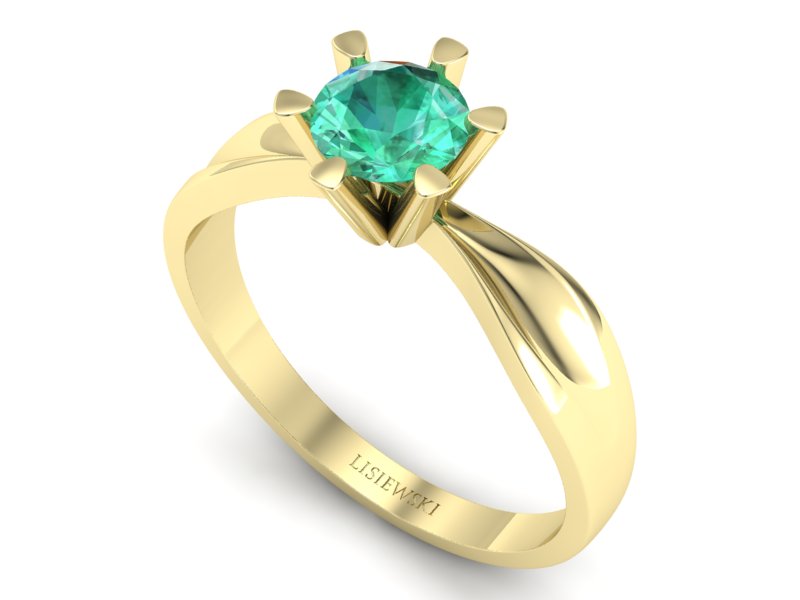 Złoty pierścionek ze szmaragdem żółte złoto - P15303zsm - 3