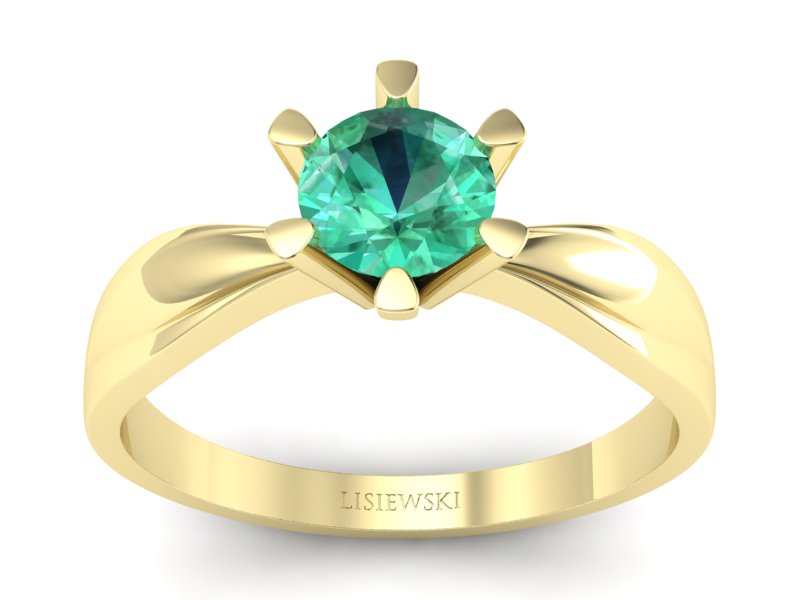 Złoty pierścionek ze szmaragdem żółte złoto - P15303zsm - 1
