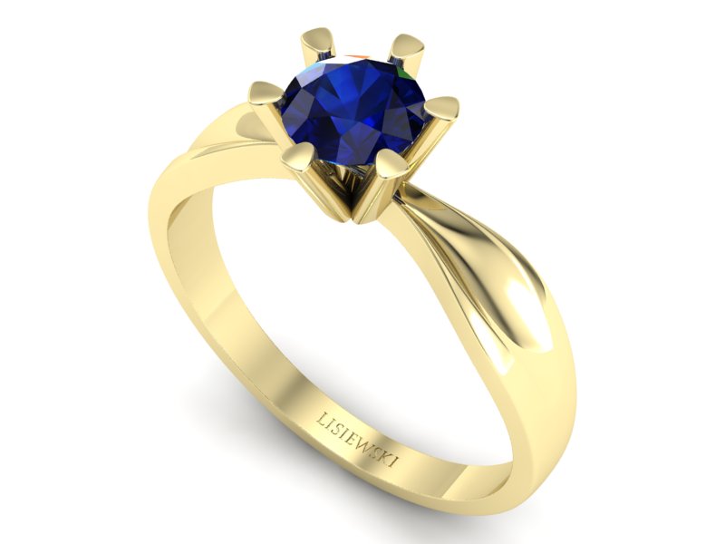 Złoty pierścionek z szafirem żółte złoto - P15303zsz - 3