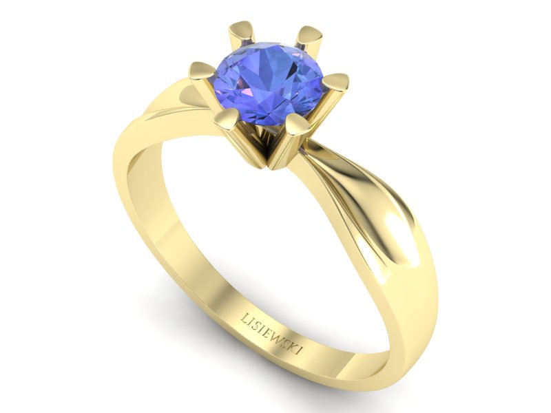 Złoty pierścionek z tanzanitem żółte złoto - P15303zt - 3