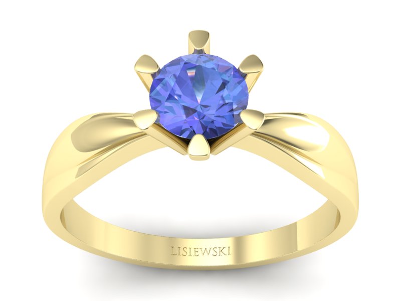 Złoty pierścionek z tanzanitem żółte złoto - P15303zt - 1