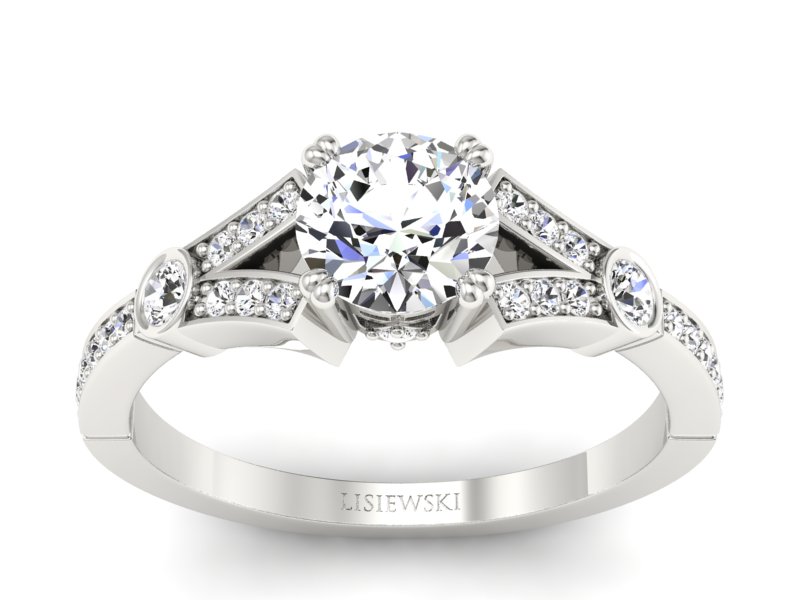 Złoty pierścionek z brylantami białe złoto - P15304b - 1