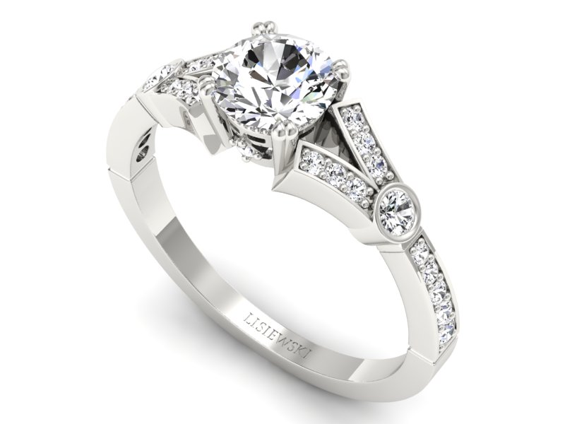 Złoty pierścionek z brylantami białe złoto - P15304b - 3