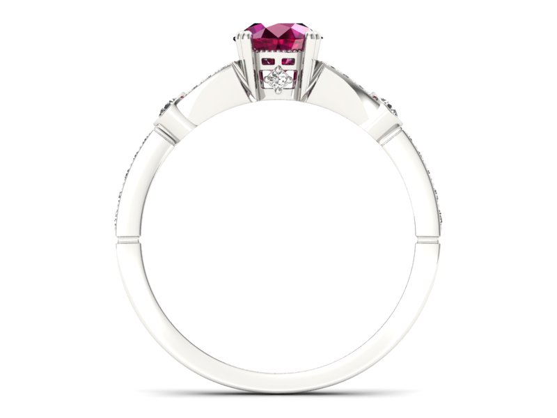 Pierścionek z rubinem i brylantami białe złoto - P15304br - 2