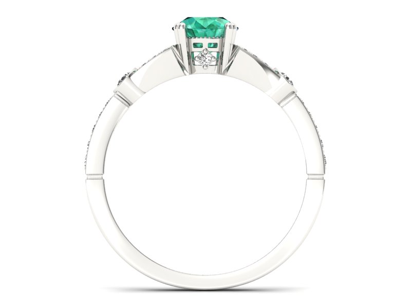 Złoty pierścionek ze szmaragdem i brylantami - P15304bsm - 2