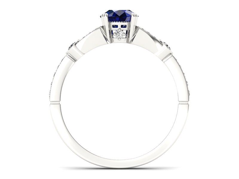 Pierścionek z szafirem i brylantami białe złoto - P15304bsz - 2