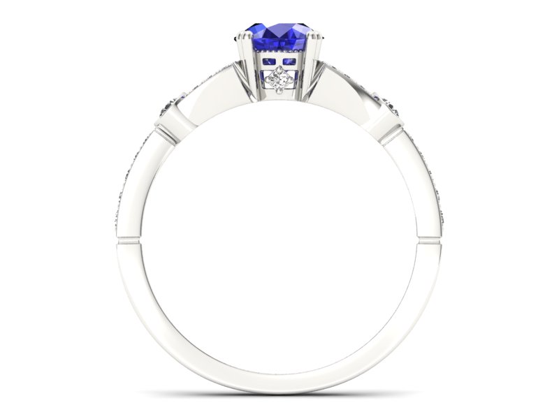 Pierścionek z szafirem i brylantami białe złoto - P15304bszc - 2