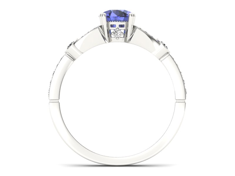 Złoty pierścionek z tanzanitem z brylantami - P15304bt - 2