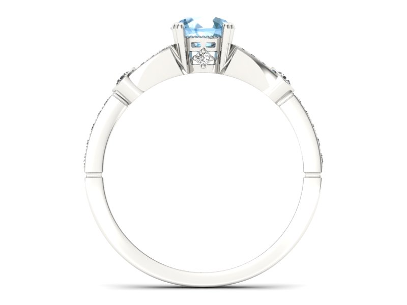 Pierścionek z topazem i brylantami białe złoto - P15304btp - 2