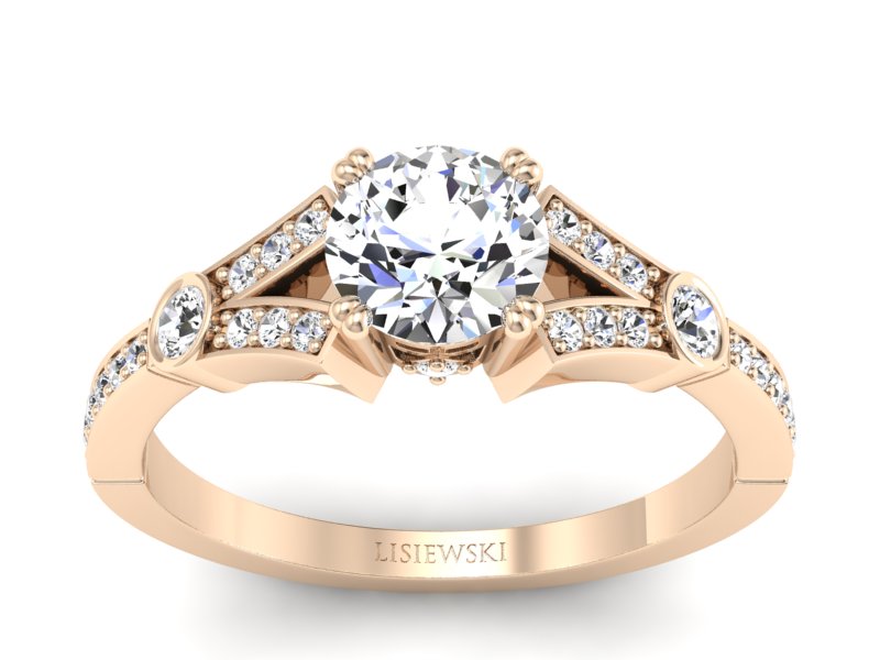 Złoty pierścionek z brylantami różowe złoto - P15304c - 1