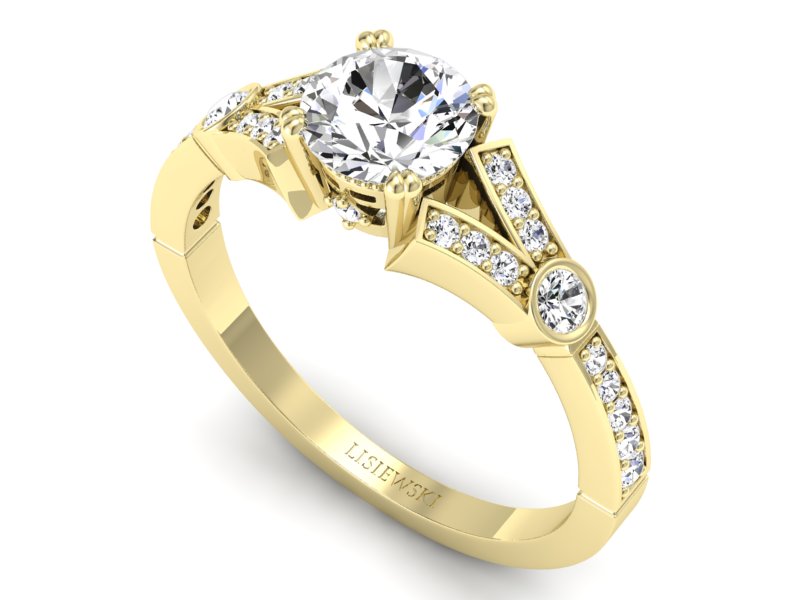 Złoty pierścionek z brylantami żółte złoto - P15304z - 3