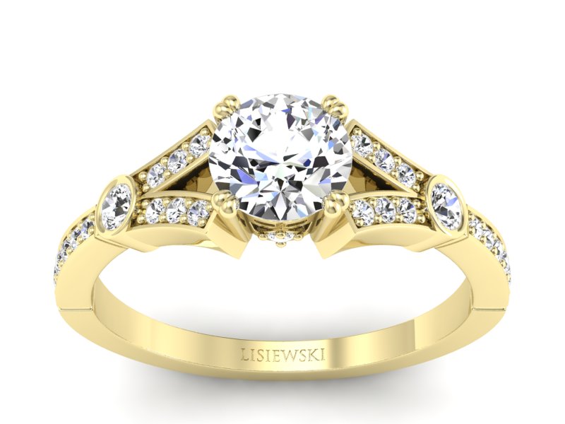 Złoty pierścionek z brylantami żółte złoto - P15304z - 1