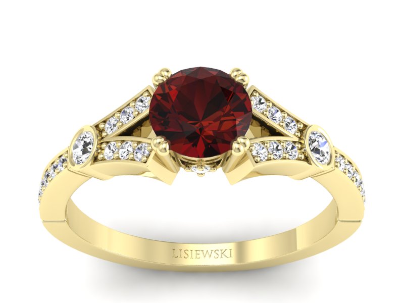 Pierścionek z granatem żółte złoto - P15304zgr - 1