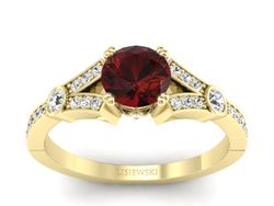 Pierścionek z granatem żółte złoto - P15304zgr
