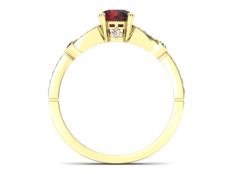 Pierścionek z granatem żółte złoto - P15304zgr - 2