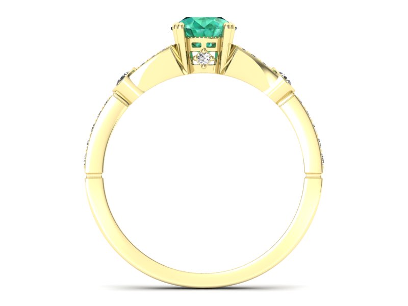 Złoty pierścionek ze szmaragdem i diamentami - P15304zsm - 2