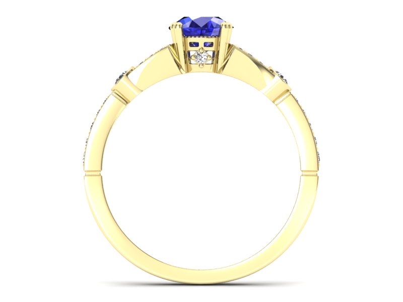 Złoty pierścionek z szafirem i diamentami - P15304zszc - 2