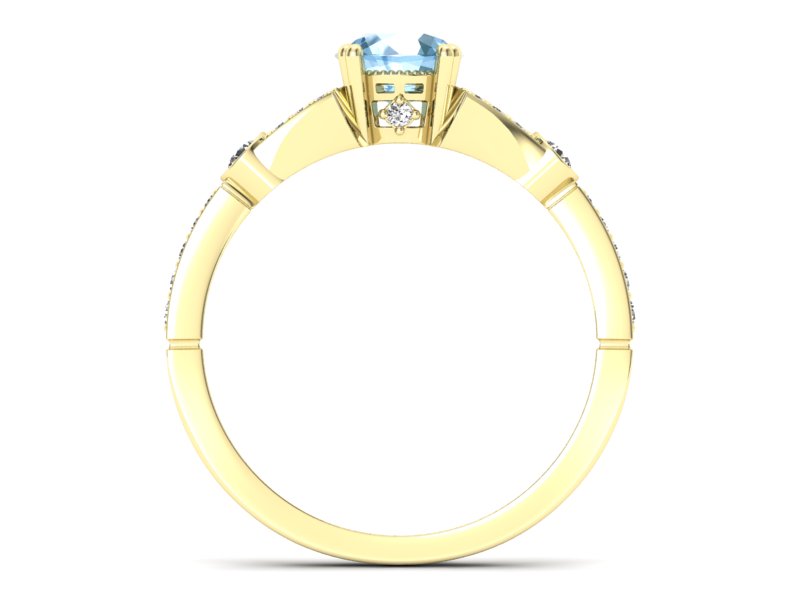 Pierścionek z topazem i brylantami żółte złoto - P15304ztp - 2