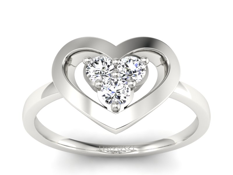 Złoty pierścionek z brylantami białe złoto - P15307b - 1