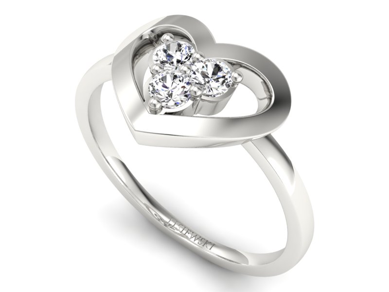 Złoty pierścionek z brylantami białe złoto - P15307b - 3