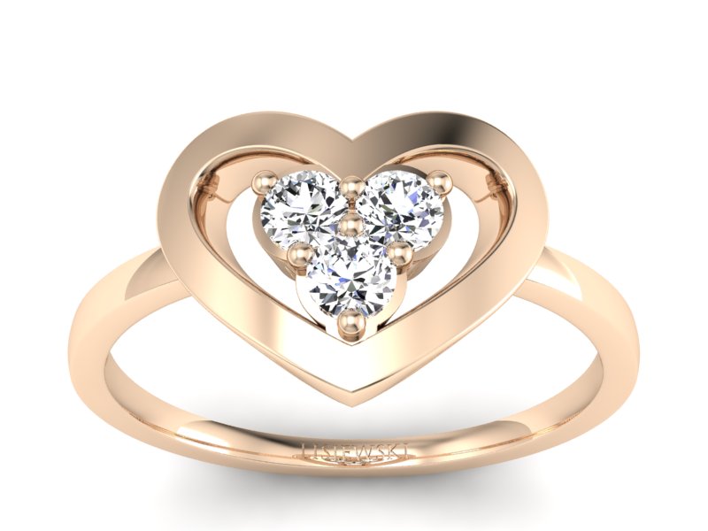 Złoty pierścionek z brylantami różowe złoto - P15307c - 1