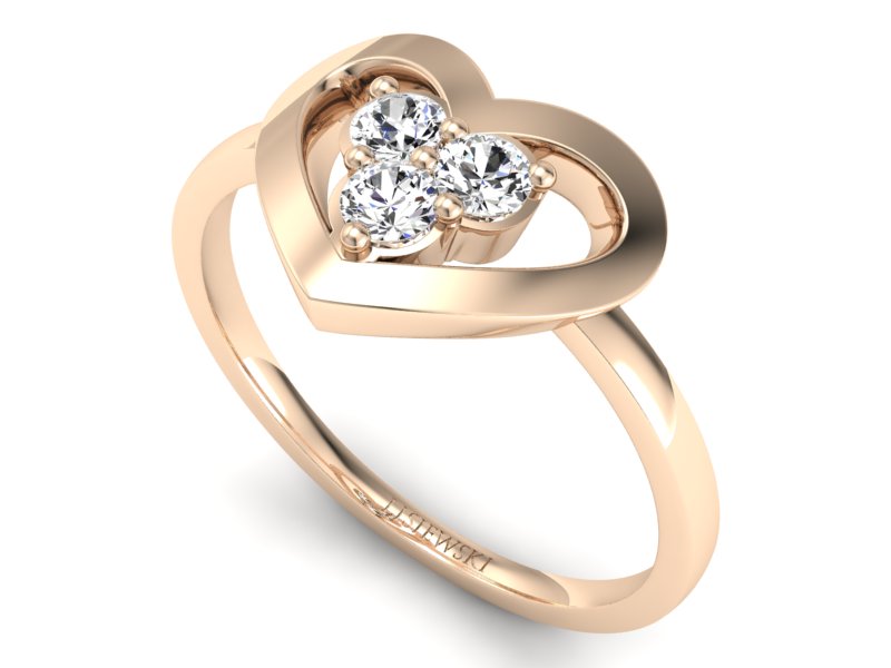 Złoty pierścionek z brylantami różowe złoto - P15307c - 3
