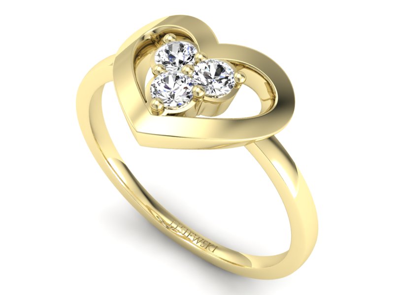 Złoty pierścionek z brylantami żółte złoto - P15307z - 3