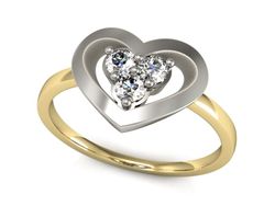 Pierścionek z diamentami żółte i białe złoto 585 - P15307zb