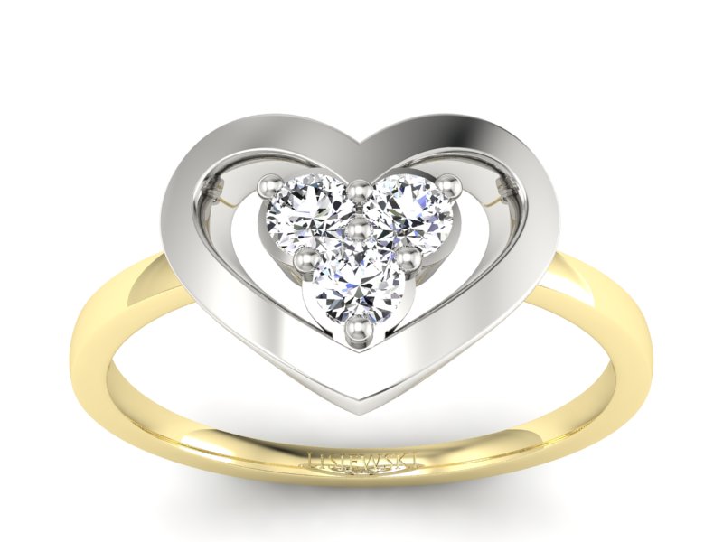 Pierścionek z diamentami żółte i białe złoto - P15307zb - 1