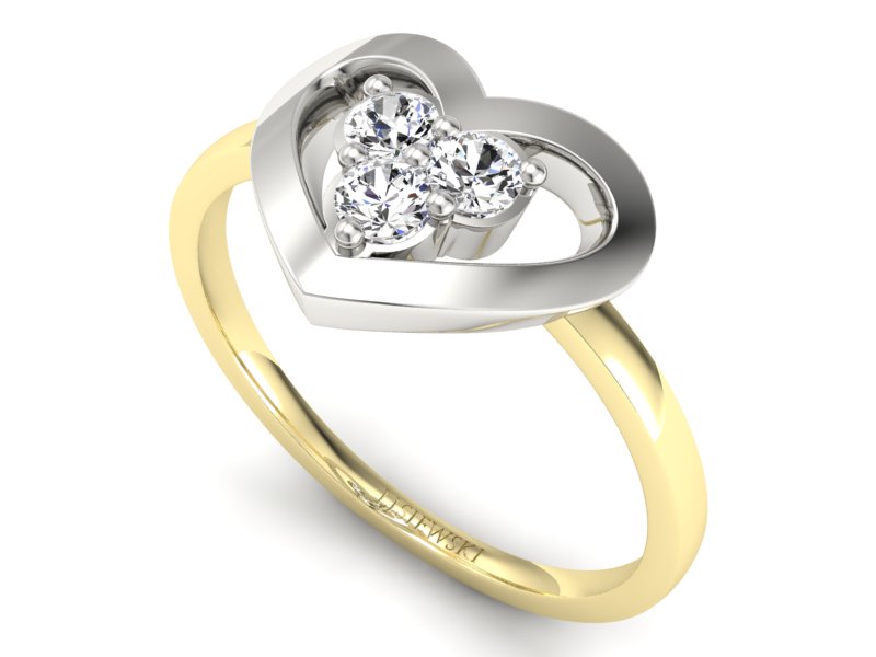 Pierścionek z diamentami żółte i białe złoto - P15307zb - 3