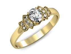 Złoty Pierścionek z diamentami żółte złoto 585 - P15309z