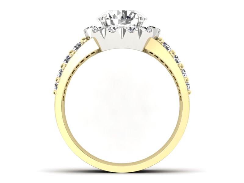 Pierścionek z diamentami żółte i białe złoto - P15325zb - 2