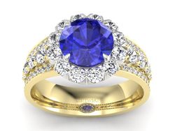 Pierścionek z szafirem i diamentami - P15325zbszc