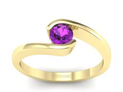 Magiczny Złoty pierścionek z ametystem - P15326zat