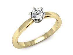 Pierścionek z diamentem żółte i białe złoto 585 - P15327zb