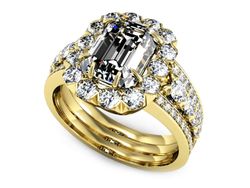 Złoty Pierścionek z diamentami żółte złoto 585 - P15339z