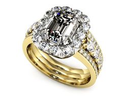 Pierścionek z diamentami białe i żółte złoto - P15339zb