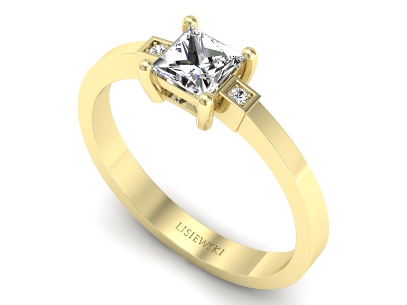 Złoty pierścionek z diamentami żółte złoto - P15345z - 3
