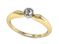 Pierścionek z diamentem żółte i białe złoto 585 - P15349zb
