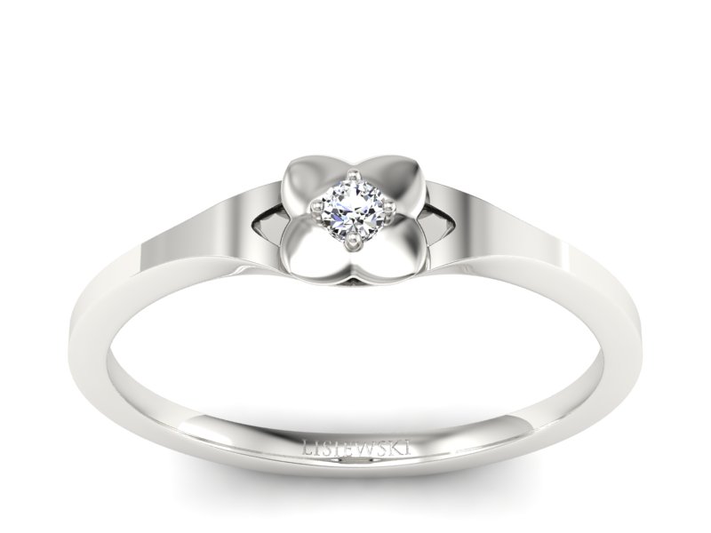 Złoty pierścionek z brylantem białe złoto - P15350b - 1