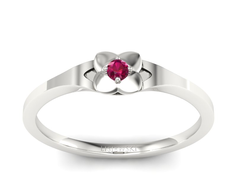 Złoty pierścionek z rubinem białe złoto - P15350br - 1