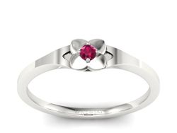 Złoty pierścionek z rubinem białe złoto - P15350br