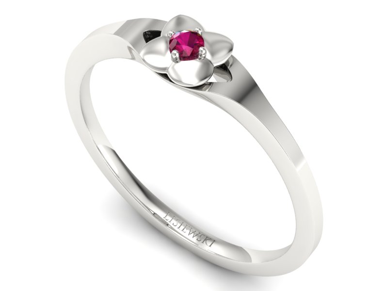 Złoty pierścionek z rubinem białe złoto - P15350br - 3